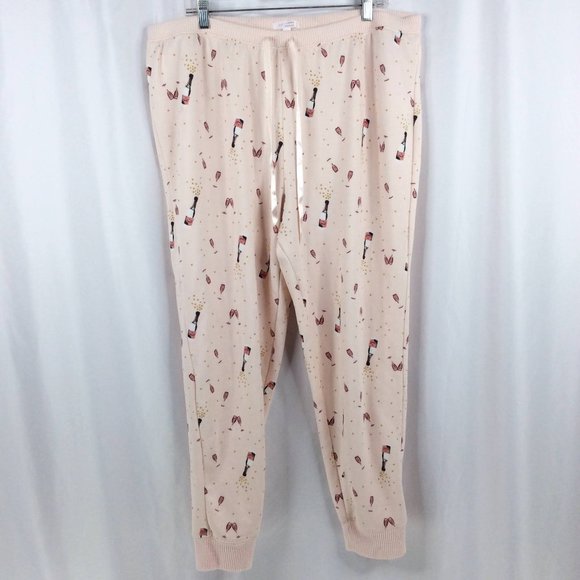LC Lauren Conrad Jogge Pajama Pants Womens Size 1X Pink Champagne - Picture 1 of 9